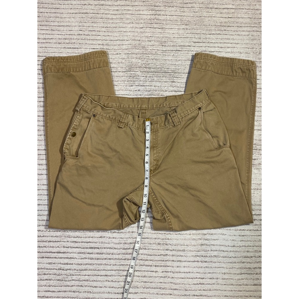 Duluth Trading Co Mens Khaki Tan Canvas Work Pants Straight Leg 34x30 - Picture 7 of 9